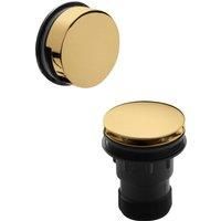 nuie E827 Accessories Modern Bathroom Push Button Bath Waste, 70mm, Brushed Brass