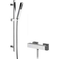 Hudson Reed SBS97BV1 Shower Bundle Modern Bathroom Sanford Square Thermostatic Bar Valve and Kubix Rectangular Slide Rail Kit with Single Function Handset, Chrome