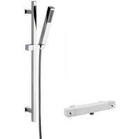 Hudson Reed Square Thermostatic Bar Shower Valve Kubix Slider Rail Kit Chrome