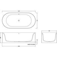 B C Designs BC Designs Portman Bath 1640 X 750 X 500 Matt White