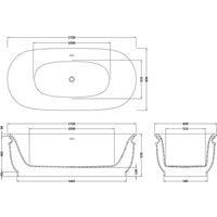B C Designs BC Designs Aston Bath 1720 X 830 X 570 Polished White