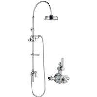 Hudson Reed Twin Exposed Valve & Rigid Riser Kit Chrome White, White