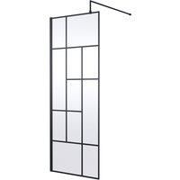 Hudson Reed 760mm Abstract Frame Wetroom Screen - Matt Black