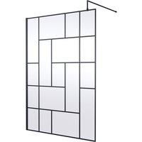 Hudson Reed 1400mm Abstract Frame Wetroom Screen - Matt Black