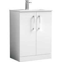 Nuie Arno Floor Standing 2-Door Vanity Unit & Basin-2 600mm - Gloss White