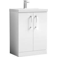 Nuie Arno Floor Standing 2-Door Vanity Unit & Basin-3 600mm - Gloss White