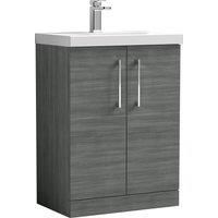Nuie Arno Floor Standing 2-Door Vanity Unit & Basin-1 600mm Anthracite Woodgrain
