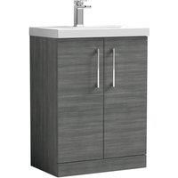 Nuie Arno Floor Standing 2-Door Vanity Unit & Basin-3 600mm Anthracite Woodgrain