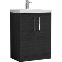 Nuie Arno Floor Standing 2-Door Vanity Unit & Basin-1 600mm - Charcoal Woodgrain