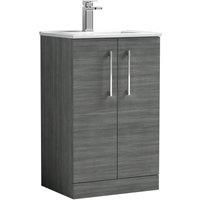 Nuie Arno Floor Standing 2-Door Vanity Unit & Basin-2 500mm Anthracite Woodgrain