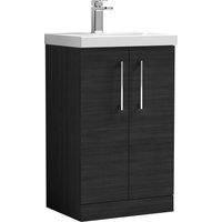 Nuie Arno Floor Standing 2-Door Vanity Unit & Basin-1 500mm - Charcoal Woodgrain