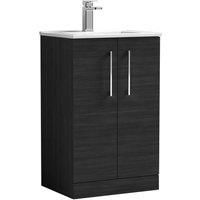 Nuie Arno Floor Standing 2-Door Vanity Unit & Basin-2 500mm - Charcoal Woodgrain