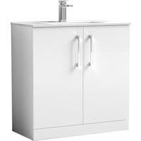 Nuie Arno Floor Standing 2-Door Vanity Unit & Basin-2 800mm - Gloss White