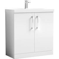 Nuie Arno Floor Standing 2-Door Vanity Unit & Basin-3 800mm - Gloss White
