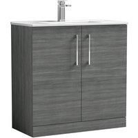 Nuie Arno Floor Standing 2-Door Vanity Unit & Basin-2 800mm Anthracite Woodgrain
