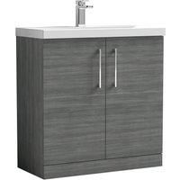 Nuie Arno Floor Standing 2-Door Vanity Unit & Basin-3 800mm Anthracite Woodgrain
