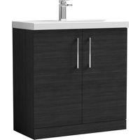 Nuie Arno 800mm Floor Standing 2 Door Vanity & Mid-Edge Basin Charcoal Black