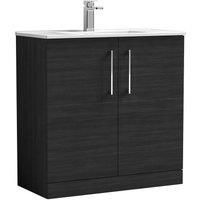 Nuie Arno Floor Standing 2-Door Vanity Unit & Basin-2 800mm - Charcoal Woodgrain