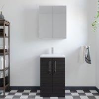 Compact Floor Standing 2 Door Vanity Basin Unit with Basin - Choose Size, Colour