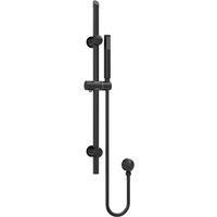 Nuie Matt Black Round Slide Rail Shower Kit Modern Wall Mounted Bathroom Shower