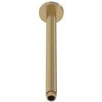 nuie ARM816 Fixed Heads Modern Bathroom Round Ceiling Mounted Shower Arm, 300mm, Brushed Brass