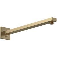 nuie ARM813 Fixed Heads Modern Bathroom Square Wall Mounted Shower Arm, 355mm, Brushed Brass
