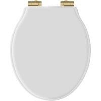B C Designs Victrion White Matt Toilet Seat S/Close Brushed Gold