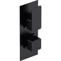 nuie WIN4TW01 Windon Modern Bathroom Concealed Square Twin Thermostatic Shower Valve, 215mm, Matt Black