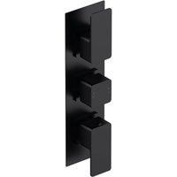 nuie WIN4TR02 Windon Modern Bathroom Concealed Square Triple Thermostatic Shower Valve, 280mm, Matt Black