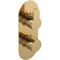 Twin Thermostatic Shower Valve with Diverter Brushed Brass 1 Outlet Anti-Scald