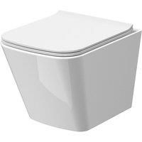 Nuie Ava Wall Hung Toilet & Soft Close Seat Modern Bathroom Square Pan White