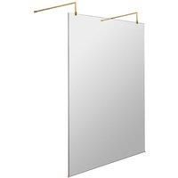 Hudson Reed 1400mm Wetroom Screen With Arms And Feet - Brushed Brass