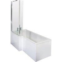 Balterley 1700 mm Left Hand L Shape Square Shower Bath Screen Front Panel White