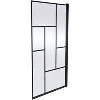 Black Square Abstract Framed 6mm Toughened Safety Glass Reversible Shower Bath