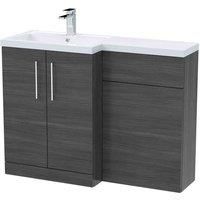 Bathroom 1100mm Woodgrain L-Shape Basin Vanity Unit Sink Anthracite Modern