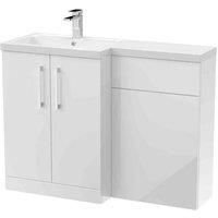 Nuie Arno LH Combination Unit with L-Shape Basin 1100mm Wide - Gloss White