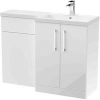 Nuie Arno 1100mm Combination Vanity WC Unit & L-Shape Basin Gloss White Bathroom
