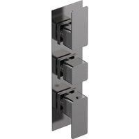 Nuie Windon Triple Thermostatic Valve - Brushed Gun Metal
