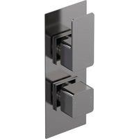Nuie Windon Twin Thermostatic Valve With Diverter - Brushed Gun Metal