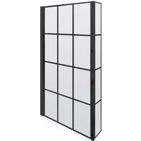Black Frame 6mm Glass L Shaped Shower Bath Screen 1430 x 795 x 150mm