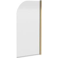 Brushed Brass Straight 6mm Toughened Safety Glass Reversible Bath Screen