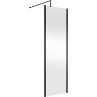 Hudson Reed Outer Framed Matt Black Wet Room Screen - 700mm Wide