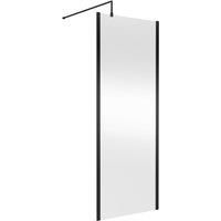 Hudson Reed Outer Framed Matt Black Wet Room Screen - 800mm Wide