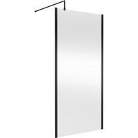Hudson Reed Outer Framed Matt Black Wet Room Screen - 1000mm Wide
