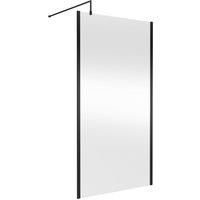 Hudson Reed Outer Framed Matt Black Wet Room Screen - 1100mm Wide