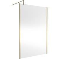 Hudson Reed Outer Framed Brushed Brass Wet Room Screen - 1400mm Wide