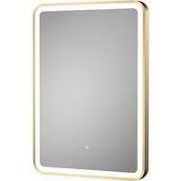 nuie LQ702 Mirrors Modern Bathroom Wall Hung Framed Touch Sensor LED Mirror with Demister, 700mm x 500mm, Brushed Brass