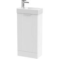 Nuie Deco Compact 400mm Floor Standing Cabinet & Basin - Satin White