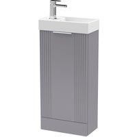 Nuie Deco Compact 400mm Floor Standing Cabinet & Basin - Satin Grey