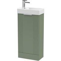 Nuie Deco Compact 400mm Floor Standing Cabinet & Basin - Satin Green